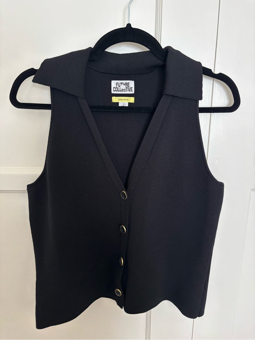 Future Collective x Jenée Naylor Black Collared Button Front Vest Size M